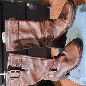 Brown moto boots